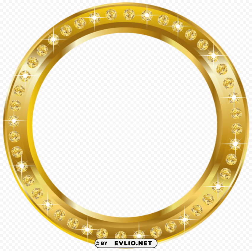 round frame border gold PNG images with alpha background