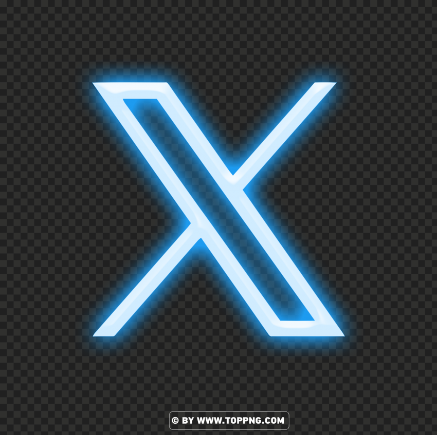 Twitter X Blue Neon Logo Icon App Isolated Item in HighQuality Transparent PNG