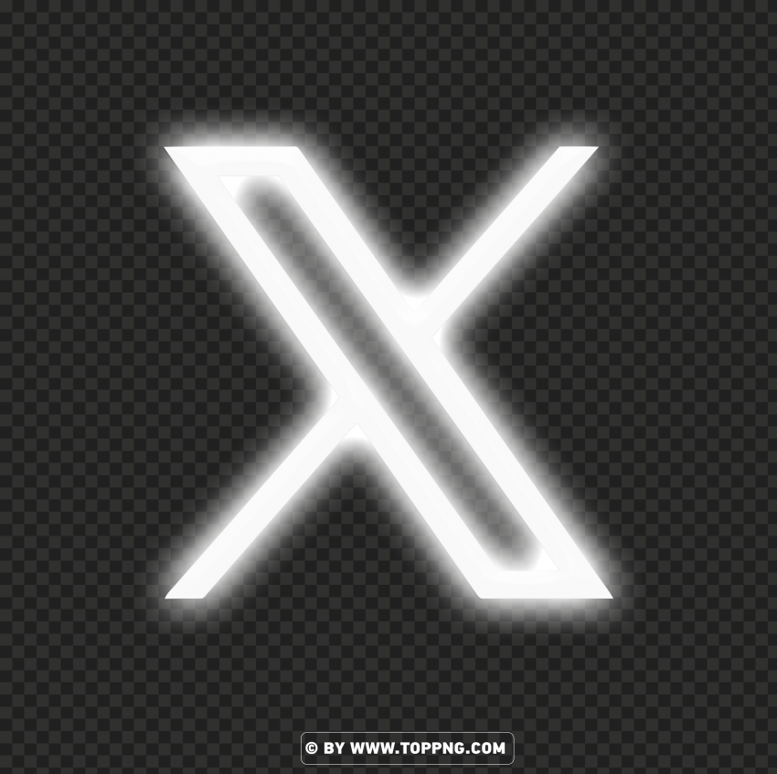 Twitter X Logo White Shadow Neon Icon Isolated Item In Transparent PNG Format