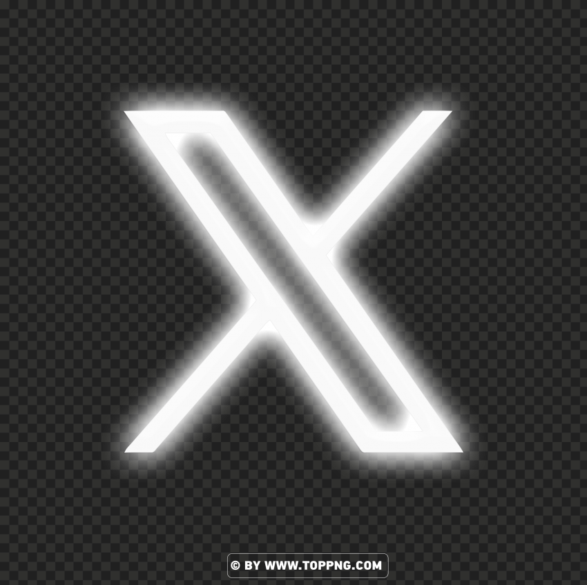 Twitter X Logo White Shadow Neon Icon Isolated Item in Transparent PNG Format