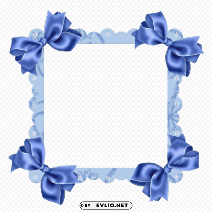 blue frame with bow PNG transparent designs for projects