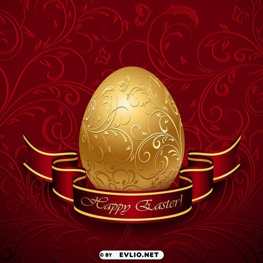 happy easter with gold egg red PNG images without watermarks