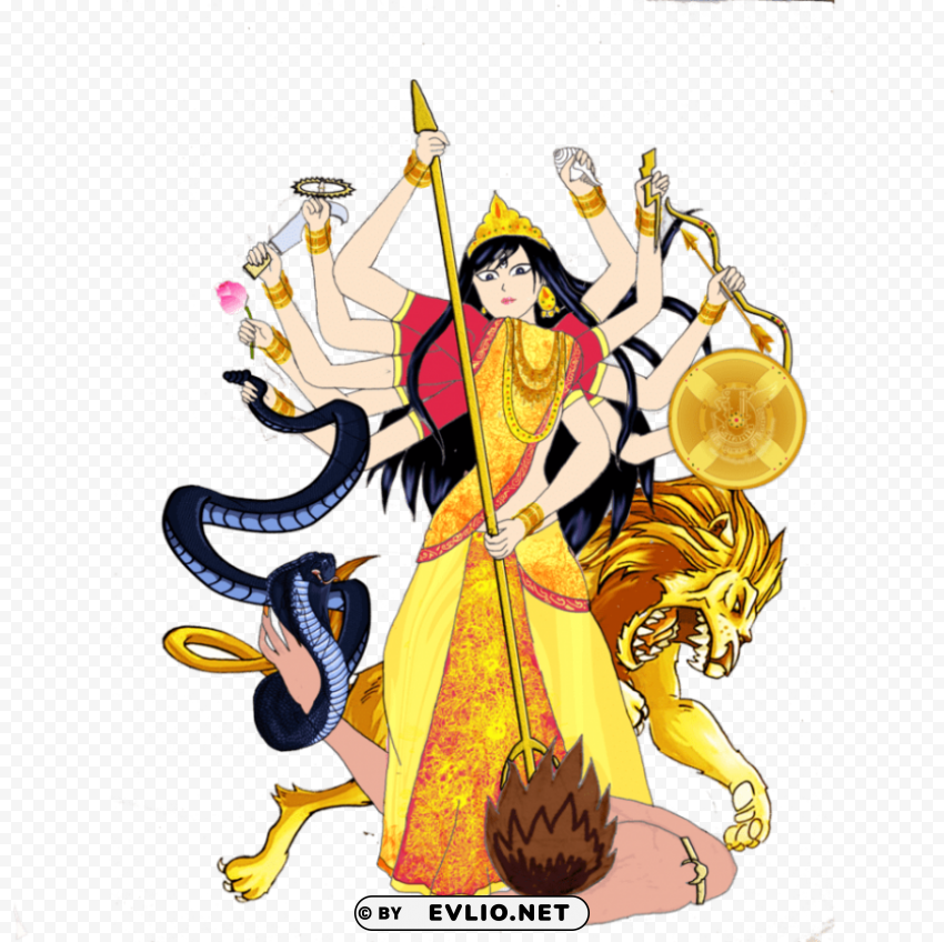 lord durga Clear Background PNG Isolated Item