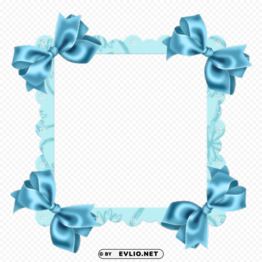 sky blue frame with bow PNG transparent designs