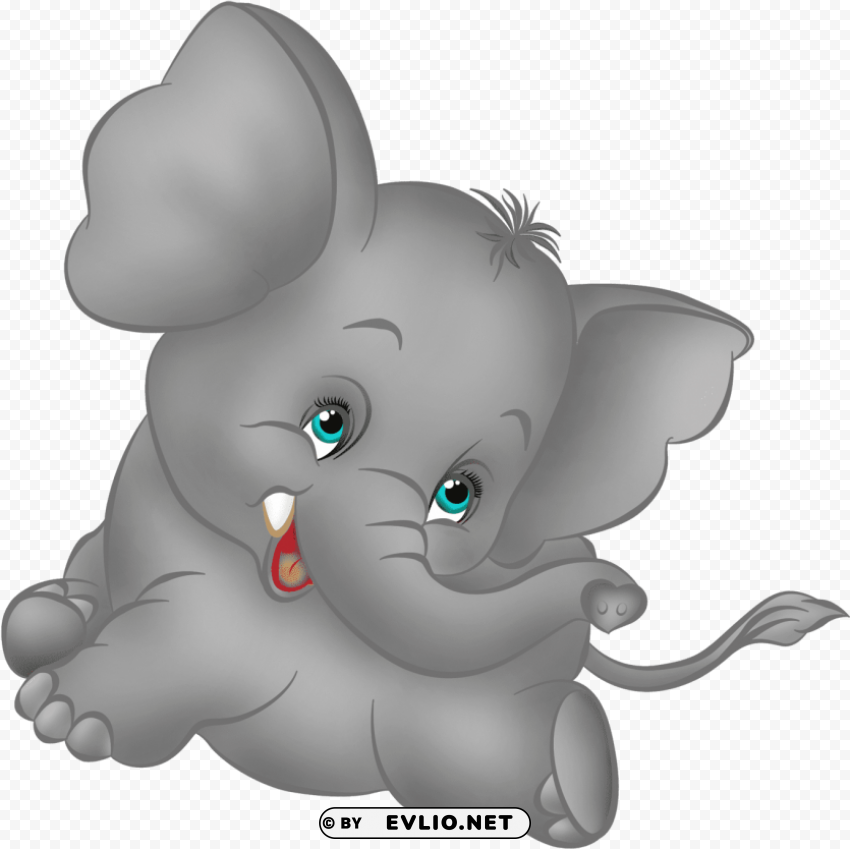baby elephant cartoon Clean Background Isolated PNG Image