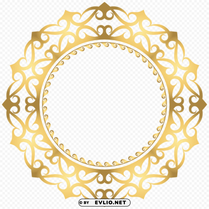 gold round border frame PNG Image with Transparent Isolated Design
