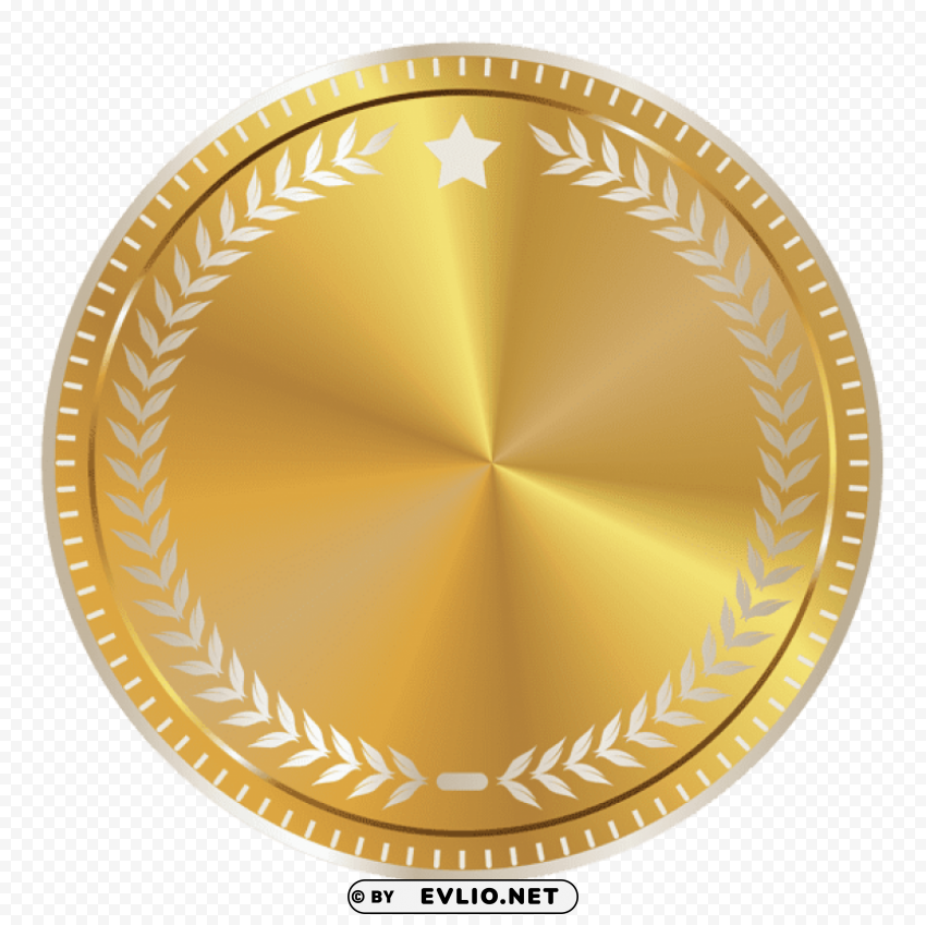 gold seal badge with decoration Isolated Artwork on Transparent PNG
