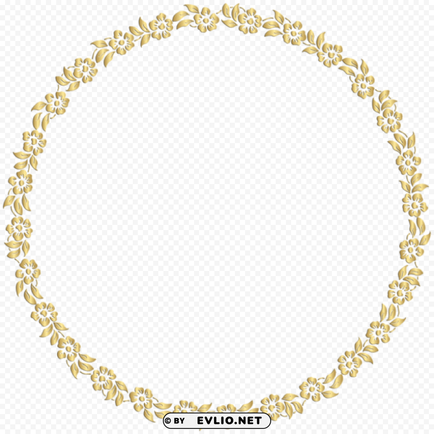 golden round floral border transparent PNG Graphic with Clear Isolation