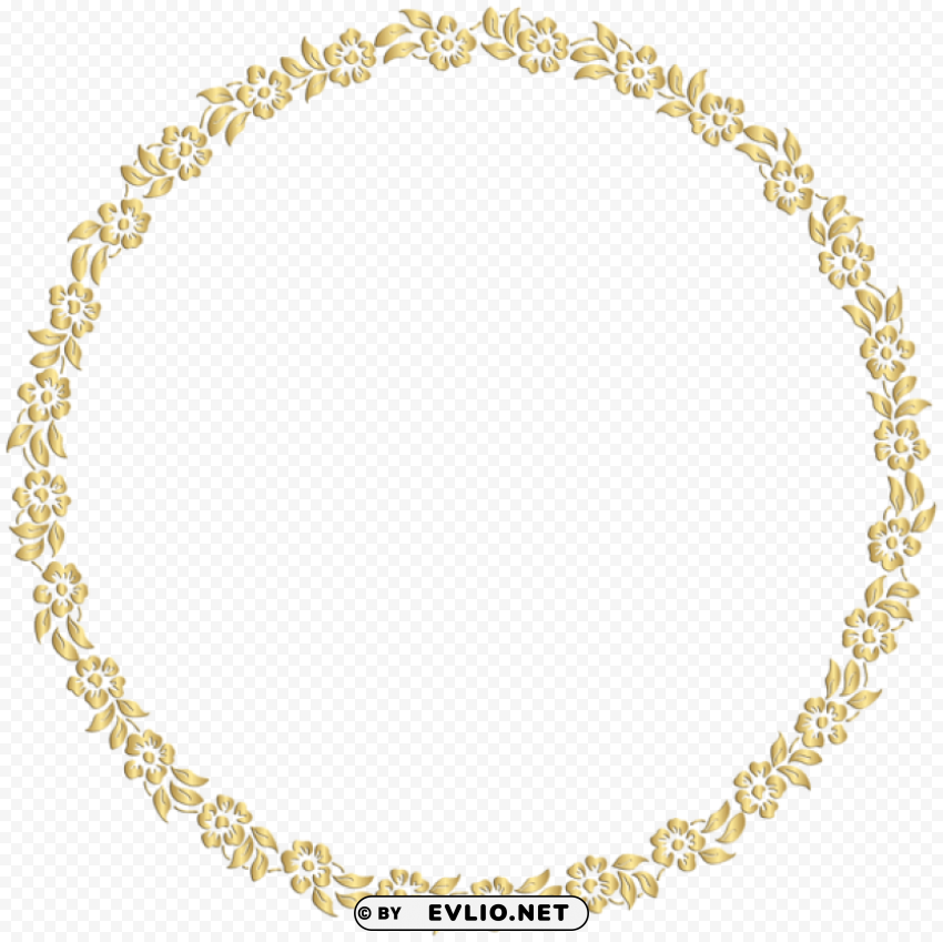 golden round frame PNG Isolated Illustration with Clear Background