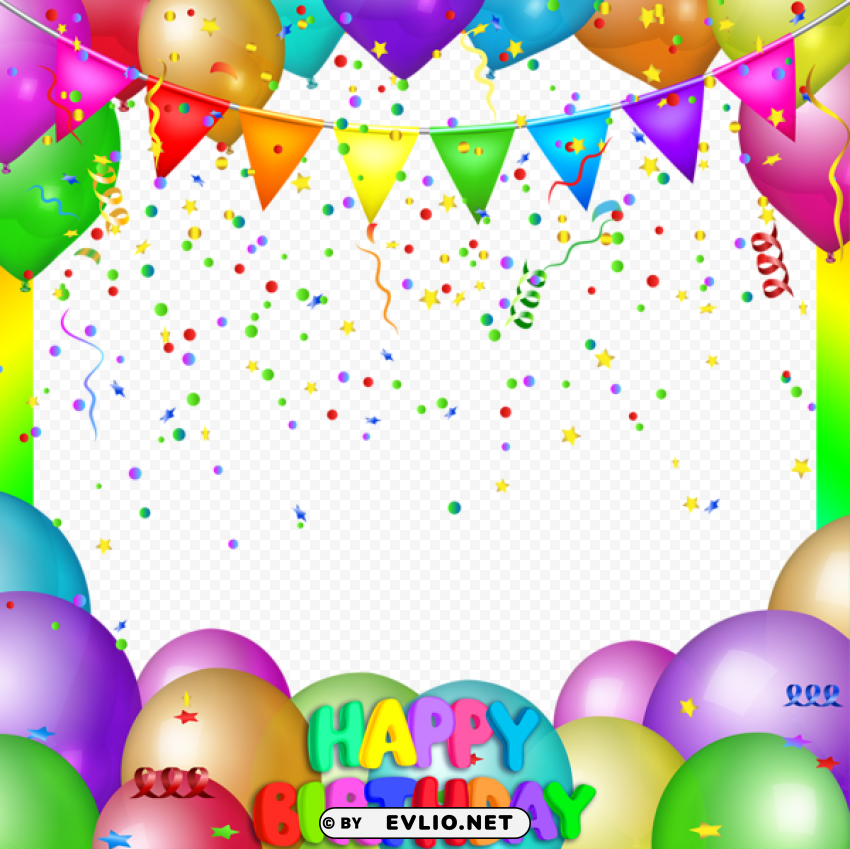 happy birthday balloonsframe PNG transparent photos for presentations