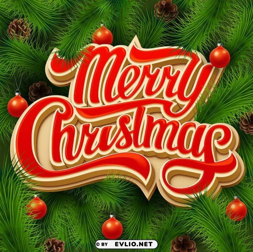 merry christmas pine Clean Background Isolated PNG Object