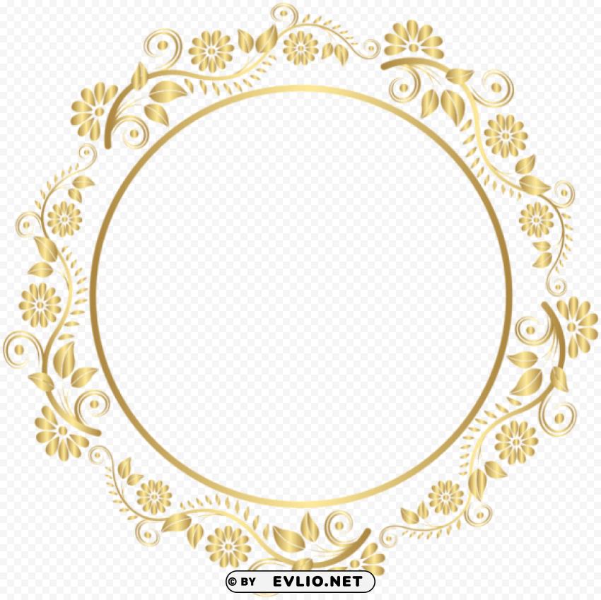 round gold border frame deco PNG for t-shirt designs