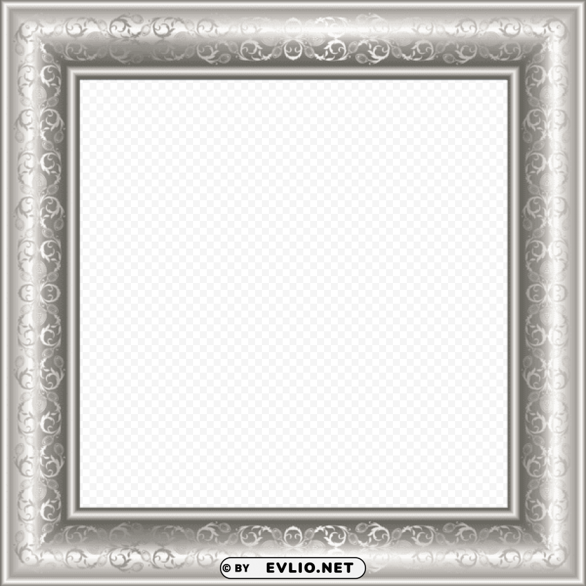 silver transparenframe with ornaments Isolated Icon in HighQuality Transparent PNG