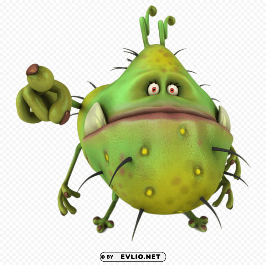 virus pointing finger cartoon Clear Background PNG Isolated Graphic Design