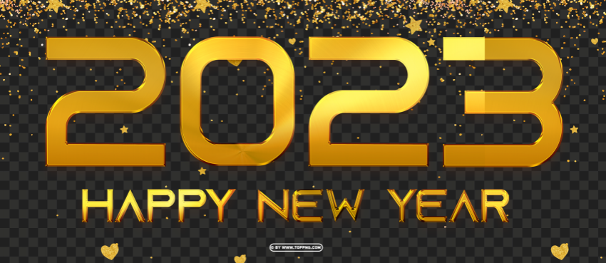 3d gold 2023 and confetti background PNG transparent elements compilation