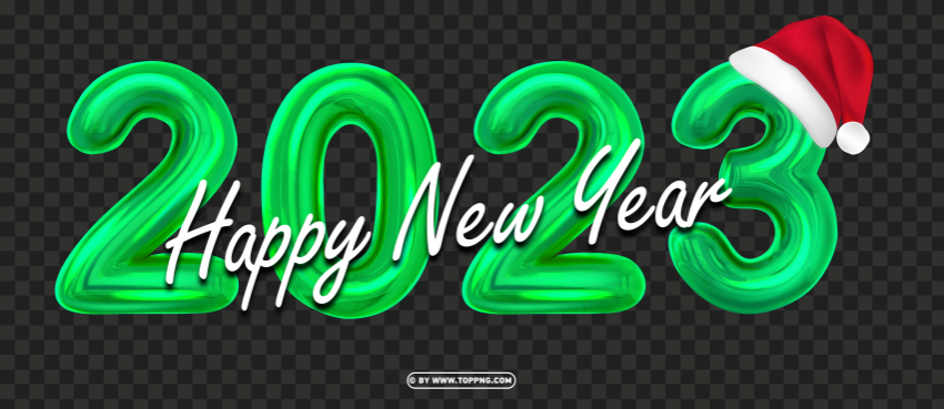 3d green numbers 2023 happy new year with santa hat ClearCut Background PNG Isolated Item