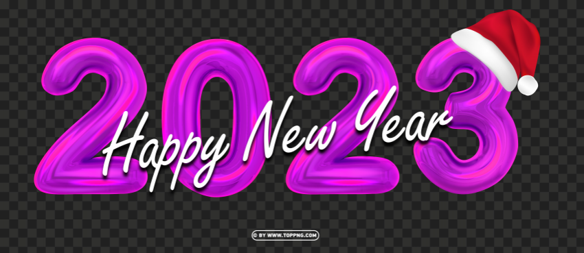 free 2023 happy new year pink numbers with santa hat ClearCut Background PNG Isolated Subject