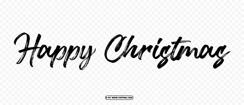 happy christmas typography black lettering Transparent PNG image free
