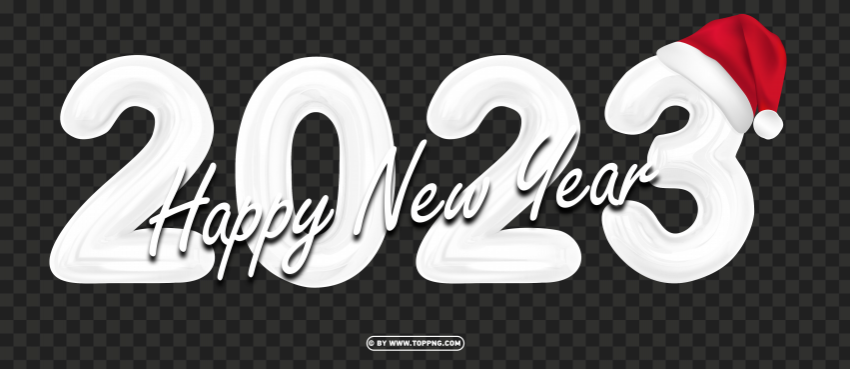 hd 2023 happy new year white color with santa hat Free download PNG images with alpha channel