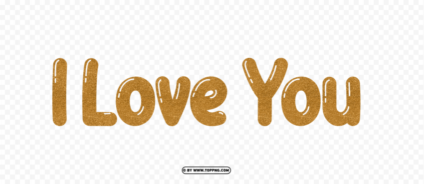 HD Gold Glitter I Love You Text PNG file with no watermark