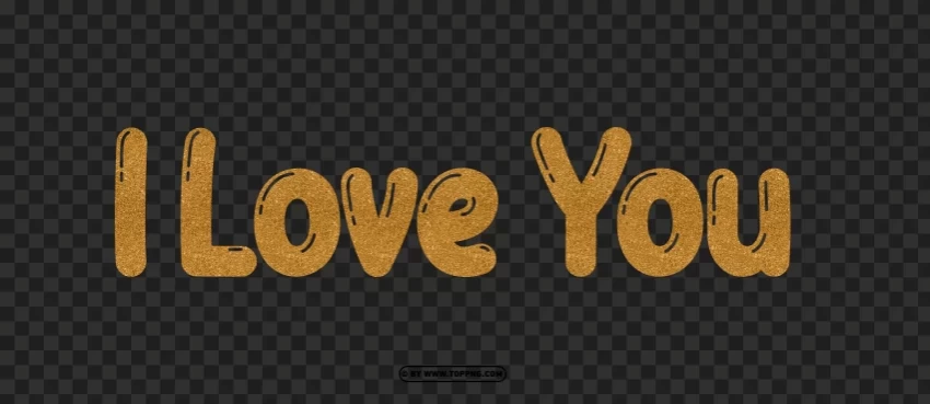 hd gold glitter i love you text PNG file without watermark
