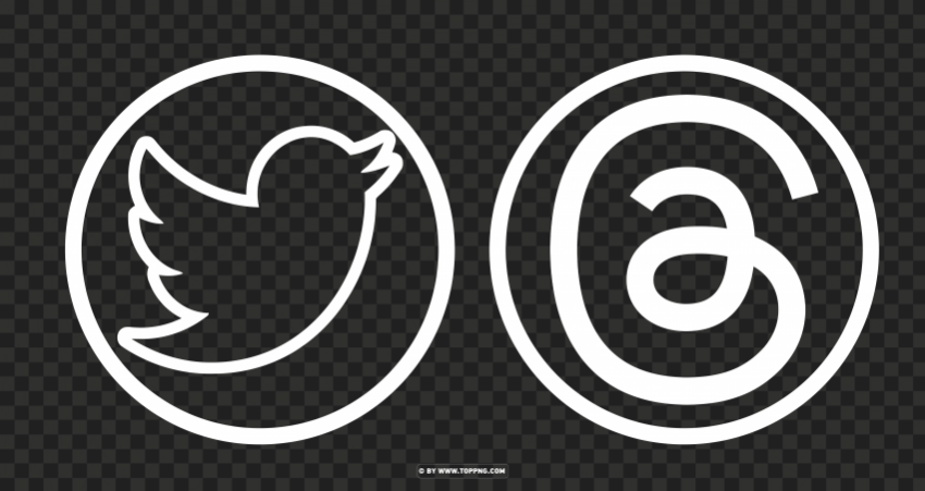 HD Instagram Threads and twitter white Outline circle Logos Icons Clear background PNG elements - Image ID 79b2aeae