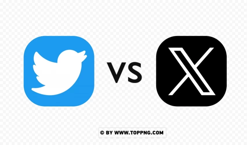 Twitter Blue logo VS TwitterX Logo Black Isolated Item on Clear Transparent PNG