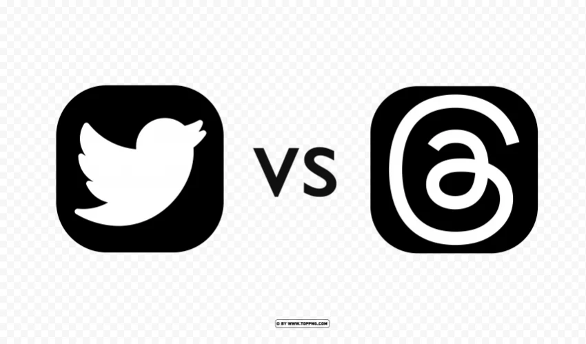 twitter vs instagram threads black icon CleanCut Background Isolated PNG Graphic - Image ID bc784a25