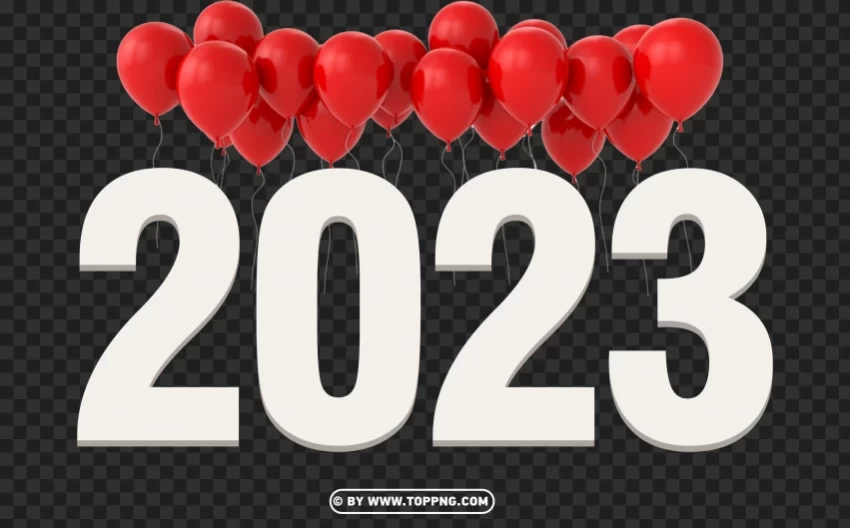 2023 happy valentines day design with floating balloons Isolated Graphic in Transparent PNG Format