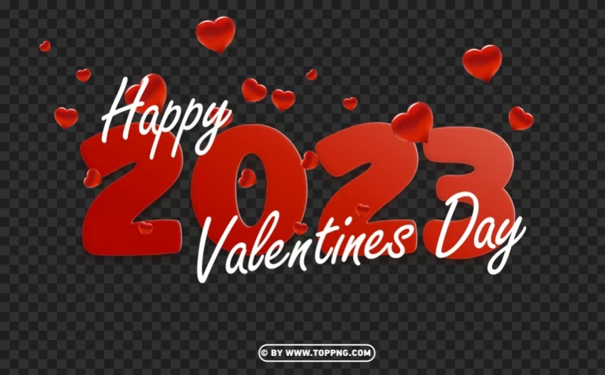 2023 happy valentines day design with floating hearts Isolated Element with Clear PNG Background