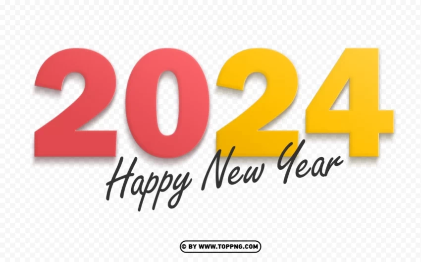 2024 happy new year flat style text HighResolution Transparent PNG Isolated Element