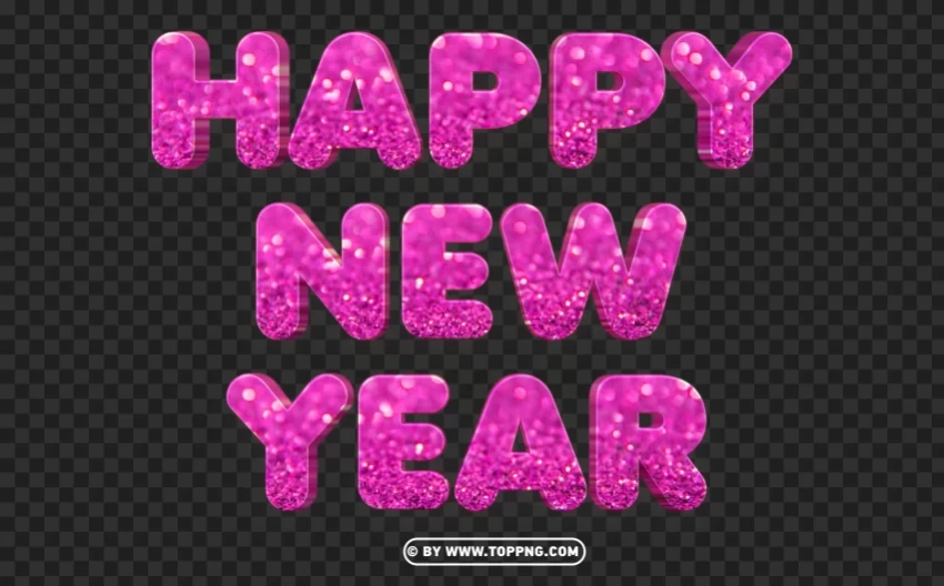 3d hppy new year glitter pink design clipart HighQuality Transparent PNG Object Isolation - Image ID f5256848