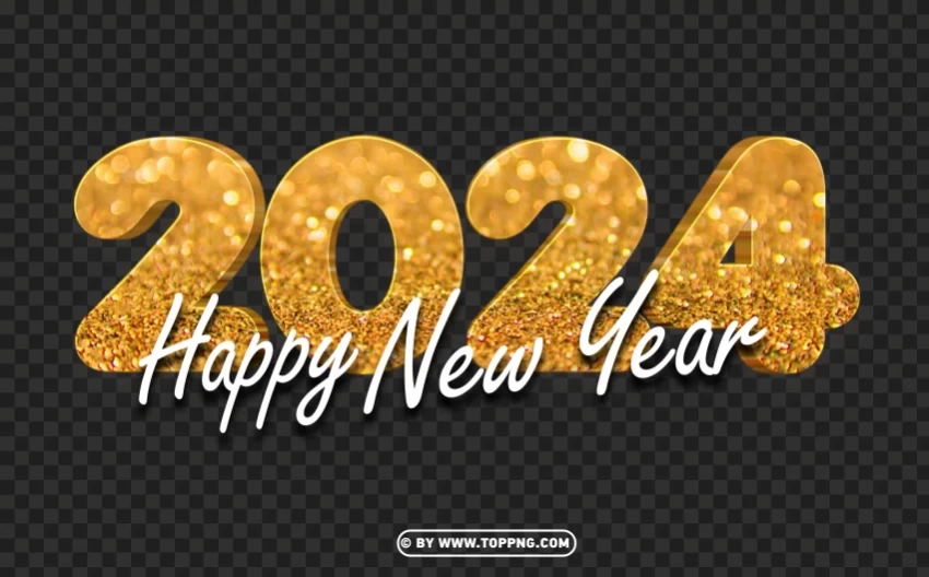 gold 2024 happy new year free HighResolution PNG Isolated Artwork