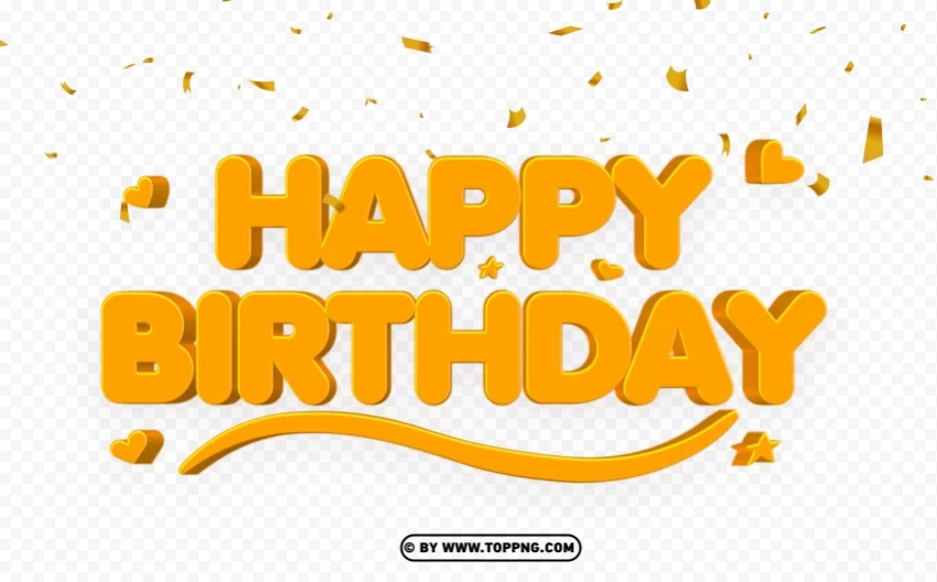 happy birthday 3d gold with confetti hd images free download Isolated Character with Clear Background PNG