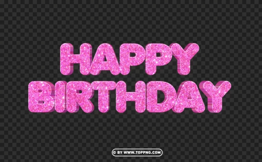 happy birthday cute pink glitter hd Isolated Design Element in PNG Format