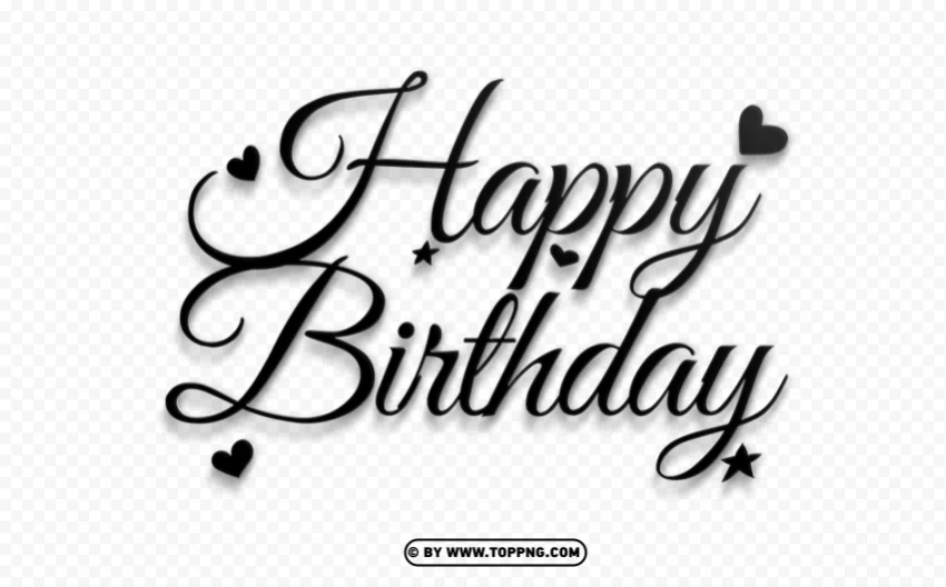 Happy Birthday Images Black Color Isolated Character With Transparent Background PNG