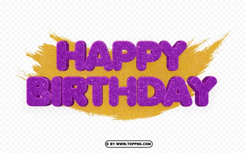happy birthday purple clip art glitter image Isolated Design in Transparent Background PNG