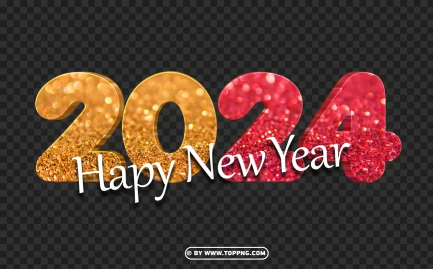 happy new year 2024 transparent HighResolution PNG Isolated Illustration