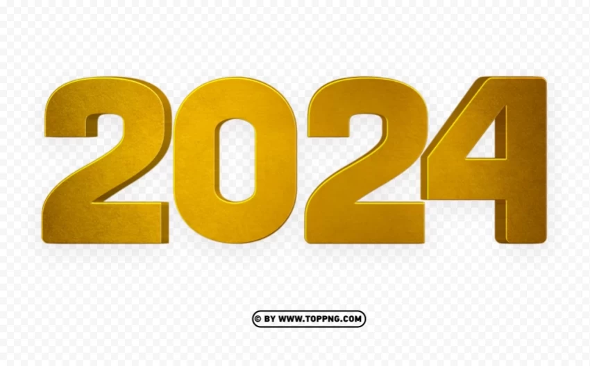 happy new year 2024 with golden light 3d HighQuality Transparent PNG Isolated Graphic Design