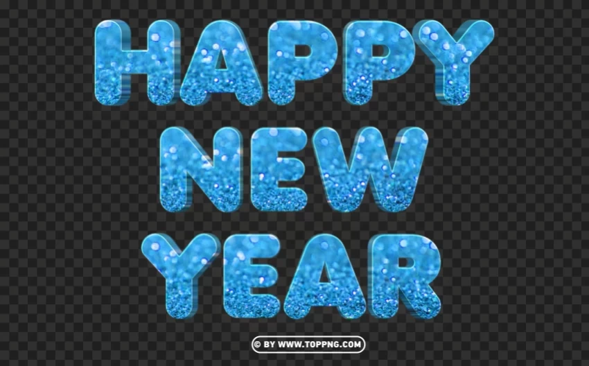 hd 3d glitter blue happy new year transparent HighResolution Isolated PNG Image