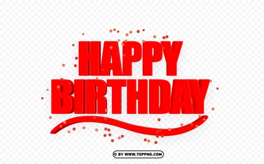 hd red happy birthday text illustration with confetti hd Isolated Design Element in Clear Transparent PNG