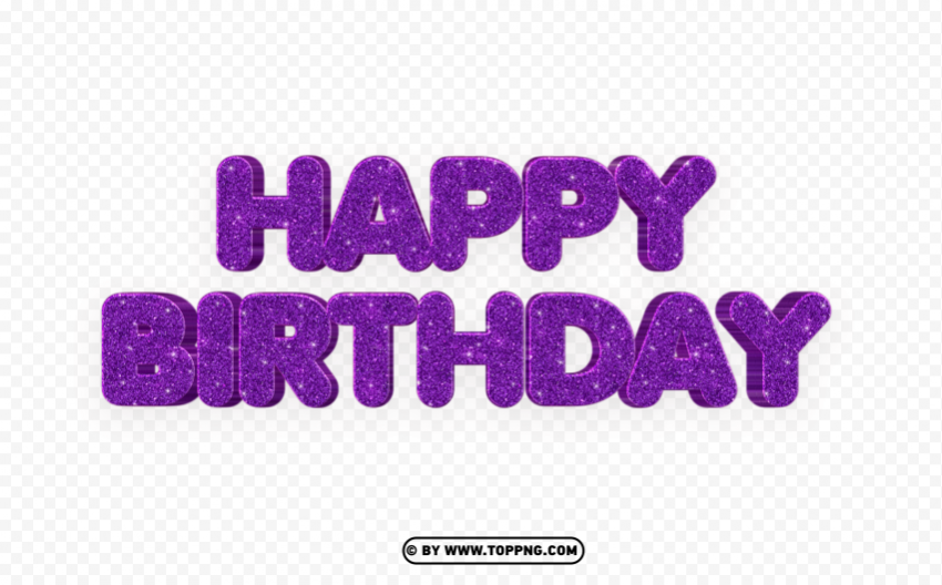  happy birthday purple glitter Isolated Design Element on Transparent PNG
