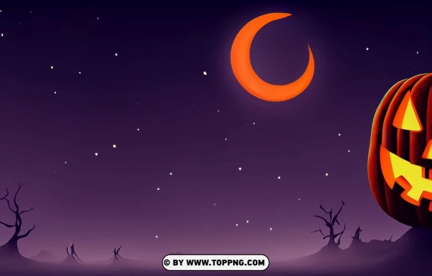 Chilling Halloween Night Landscape Vector Isolated Item in Transparent PNG Format