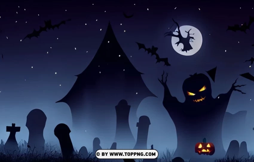 Dark Halloween Night Landscape Concept Vector Isolated Item on Transparent PNG Format