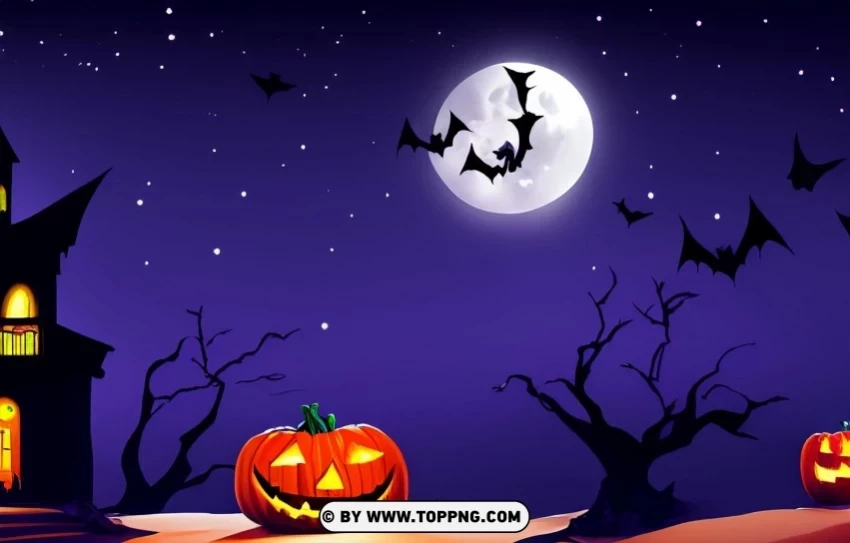 Eerie Halloween Night View Vector Isolated Object on Clear Background PNG