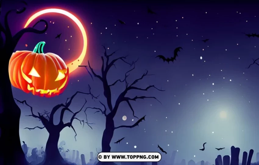 Halloween Night Scenery Background Concept Vector Isolated Subject in Transparent PNG
