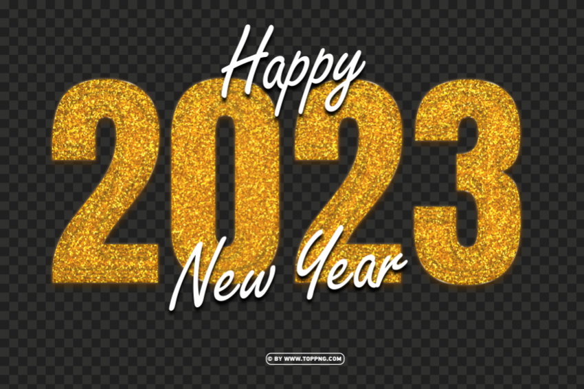 2023 Happy New Year Golden Glitter Clear Background PNG Clip Arts