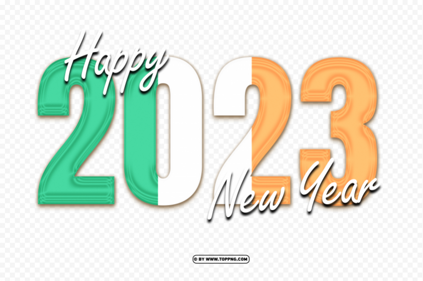 2023 happy new year with flag of ireland Transparent PNG Isolated Graphic Element