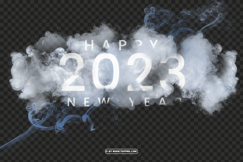 2023 happy new year with smoke Transparent PNG images for design