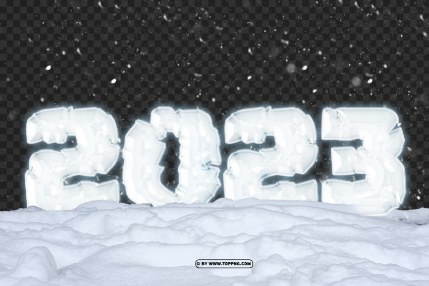 2023 Ice Text Effect With Snow Winter PNG Isolated Illustration with Clear Background